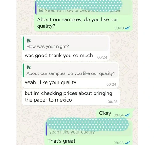 A los clientes de México les gusta la calidad de nuestro FBB a granel